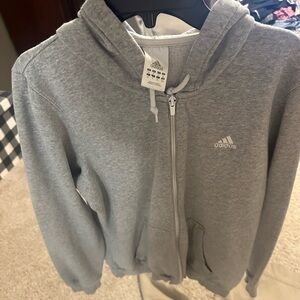 Adidas zip up grey hoodie
